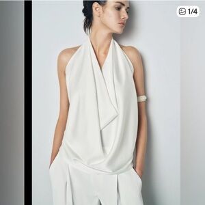 Zara ZW Collection White Halter Top -Sz S